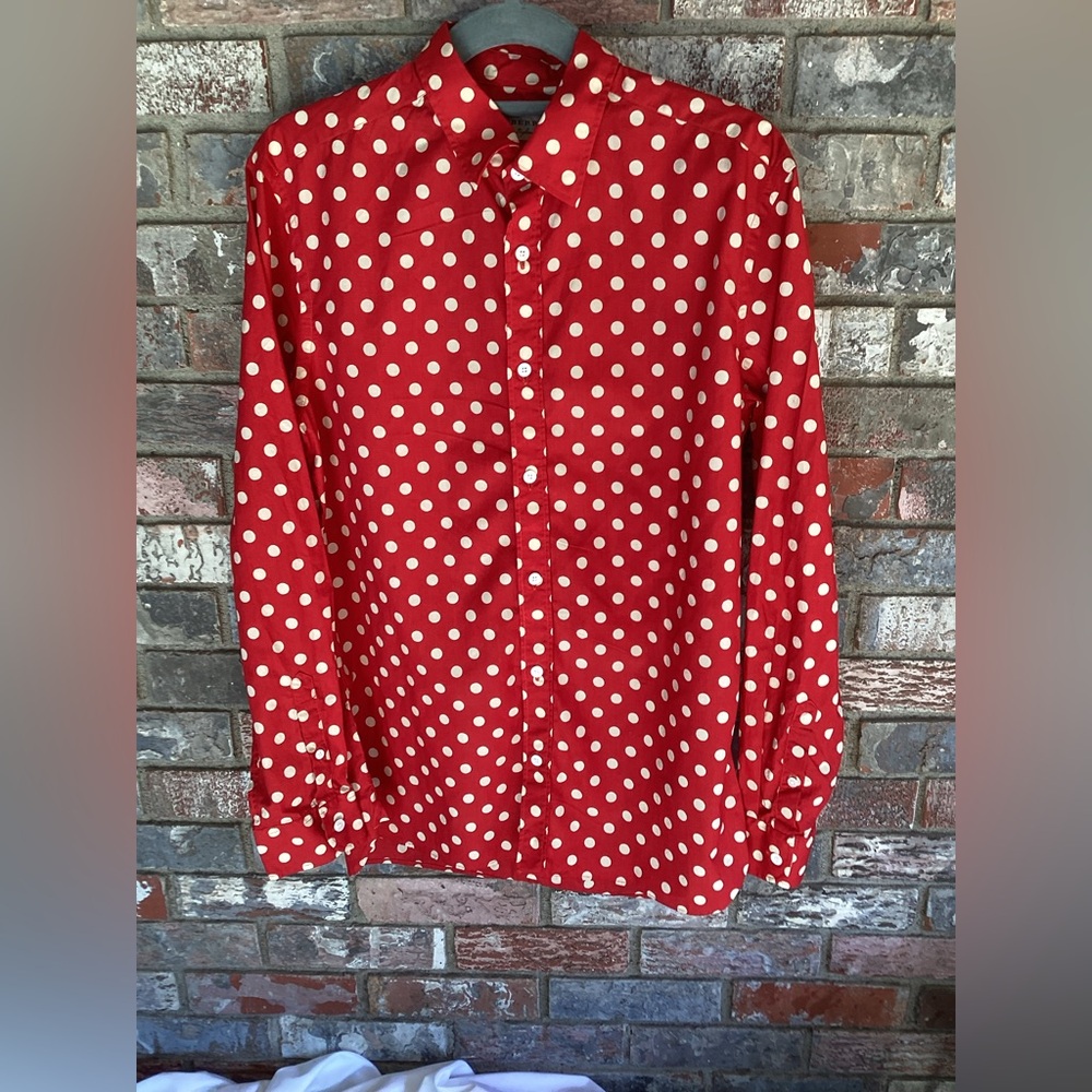 Burberry Red and White Polka Dot Blouse